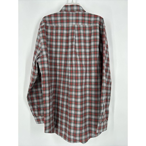LL Bean Wrinkle Free Traditional Fit‎ Red Grey Plaid Long Sleeve Button Down M - Picture 3 of 7